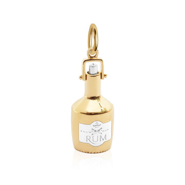 Caribbean Rum Bottle Charm, Solid Gold Two-Tone