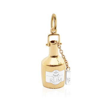 Caribbean Rum Bottle Charm, Solid Gold Two-Tone