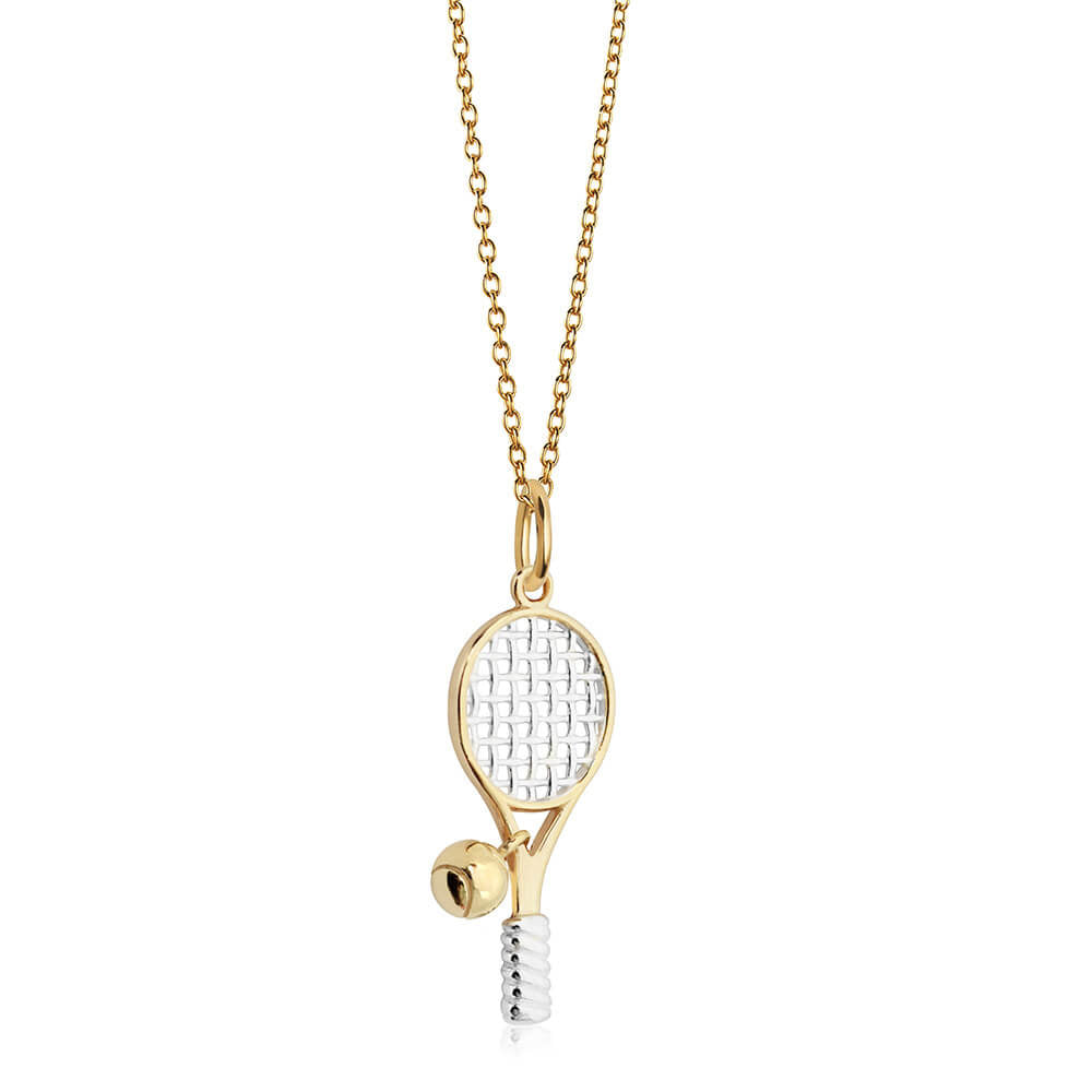 Tennis Racquet Charm, Solid Gold