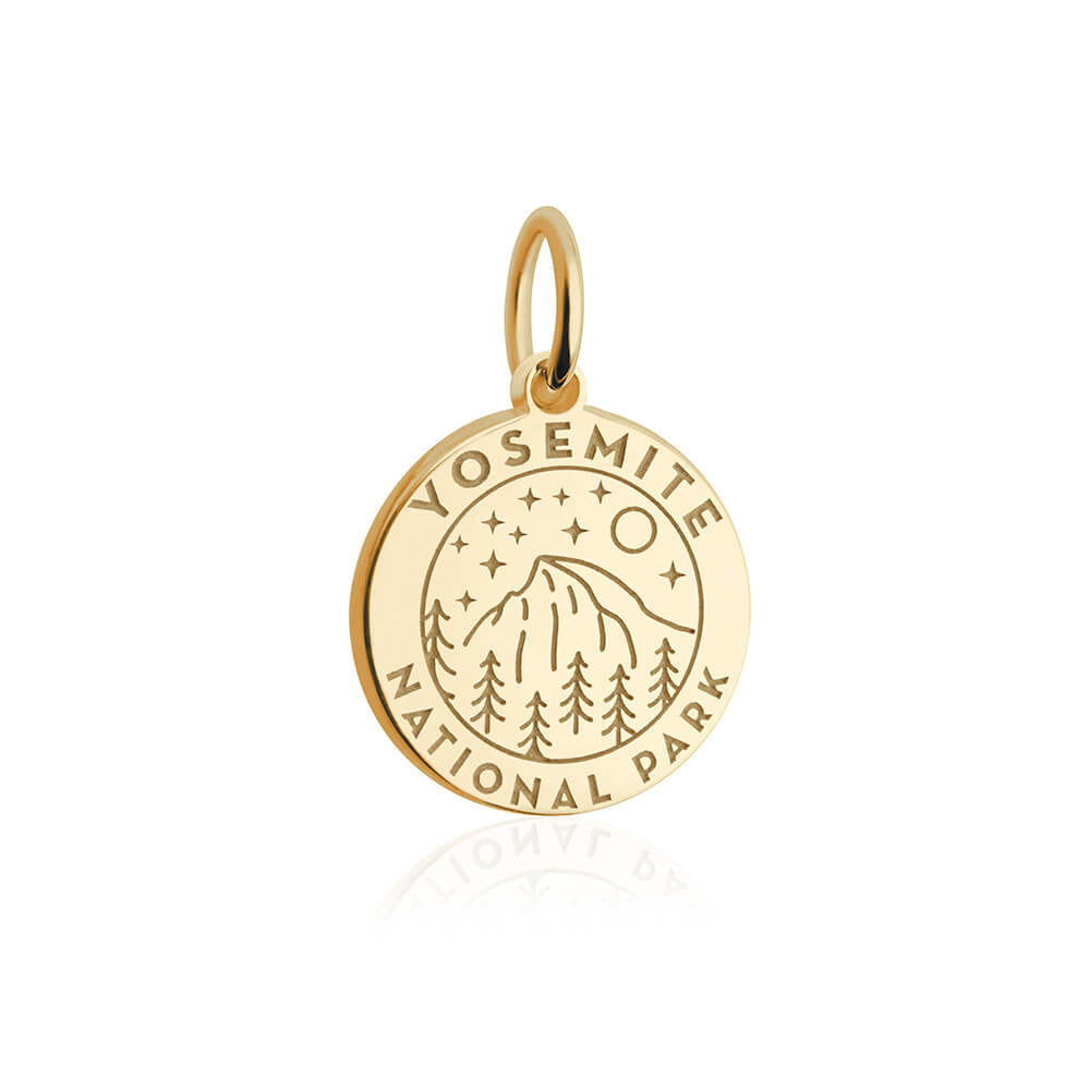 gold vermeil solid gold engraved yosemite national park charm