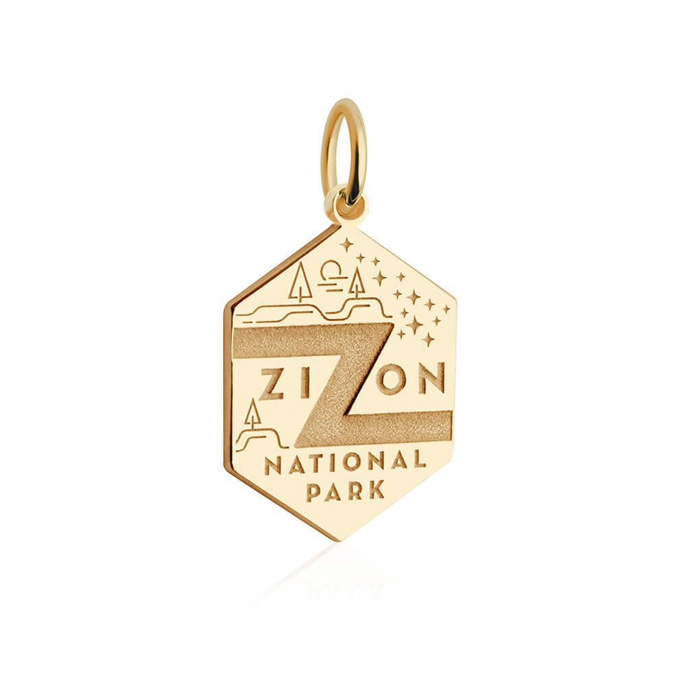 gold vermeil solid gold engraved zion national park charm