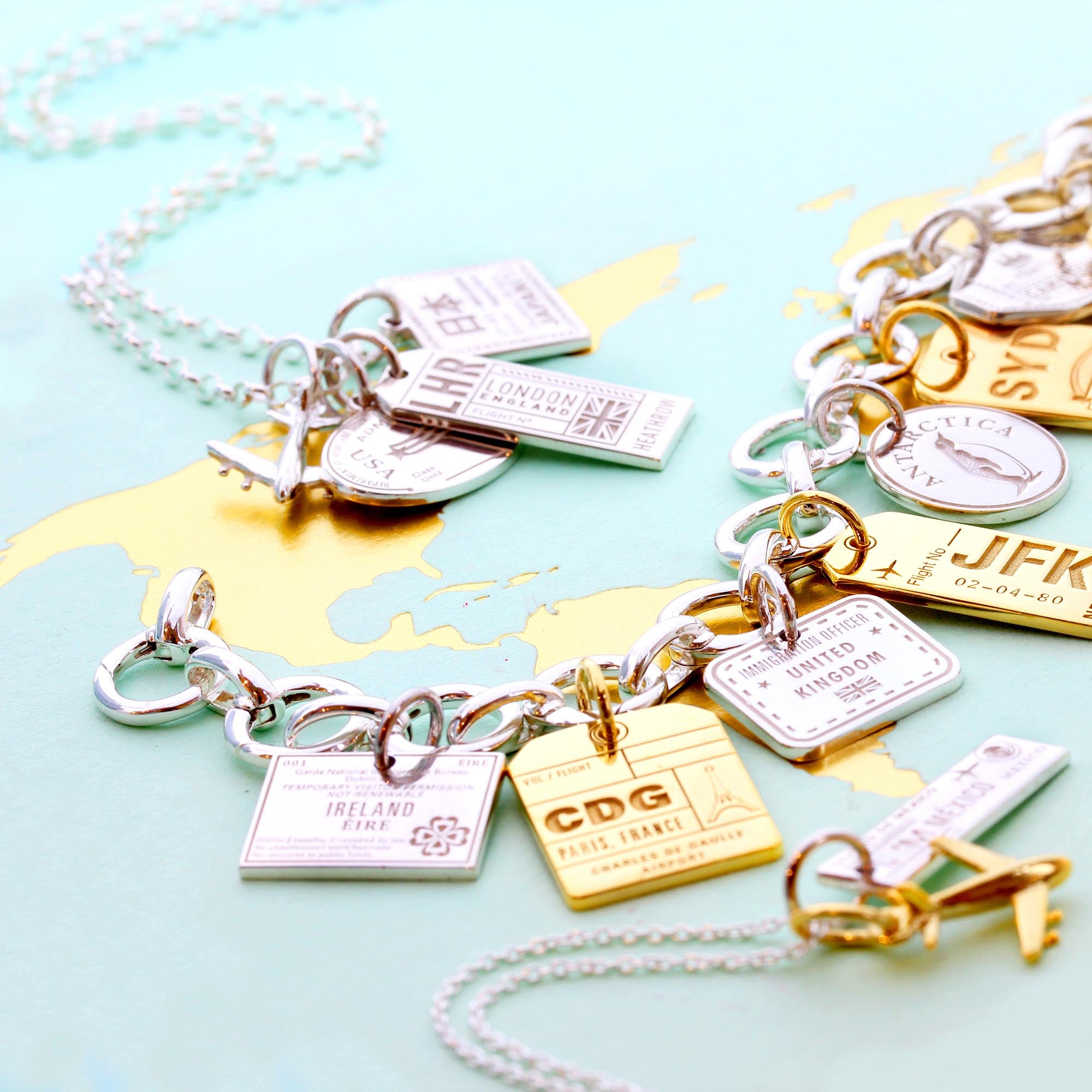 Passport Stamp Charm, Silver