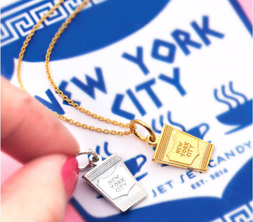 New York City Coffee Cup Charm, Solid Gold Mini