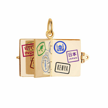 Passport Book Charm USA Enamel Gold