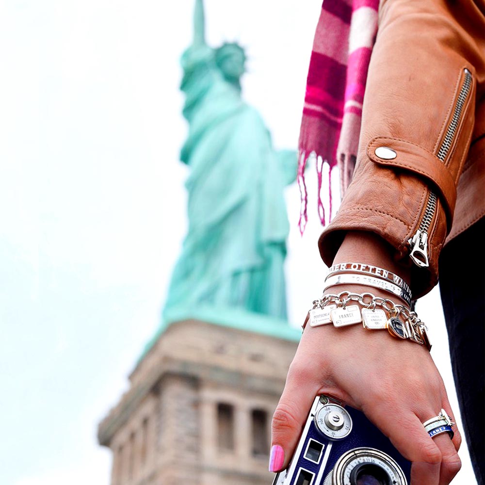 Passport Stamp Charm, Silver