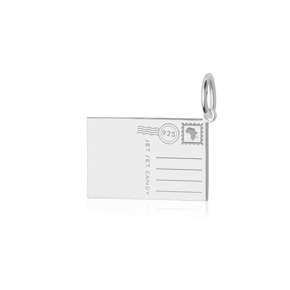 Africa Customizable Postcard Charm, Silver