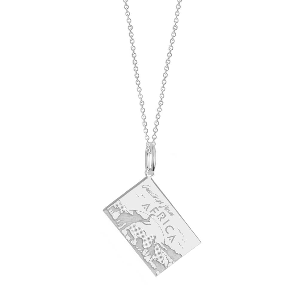 Africa Customizable Postcard Charm, Silver
