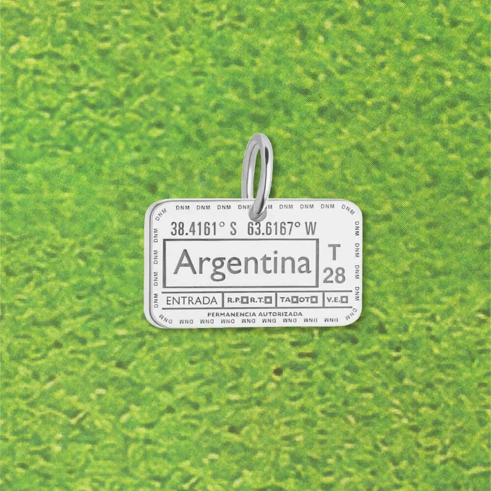 Argentina Passport Stamp Charm Silver