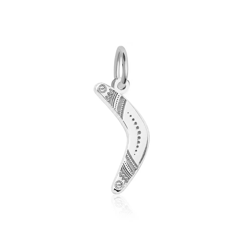 Australia Boomerang Charm, Silver Mini