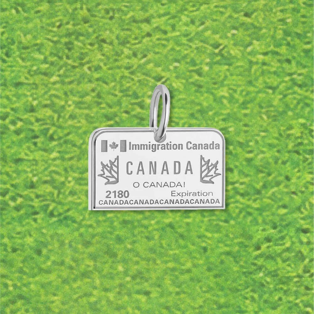 Canada Passport Stamp Charm Silver