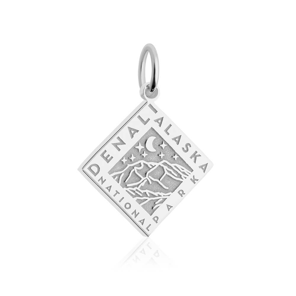 sterling silver engraved denali alaska national park charm