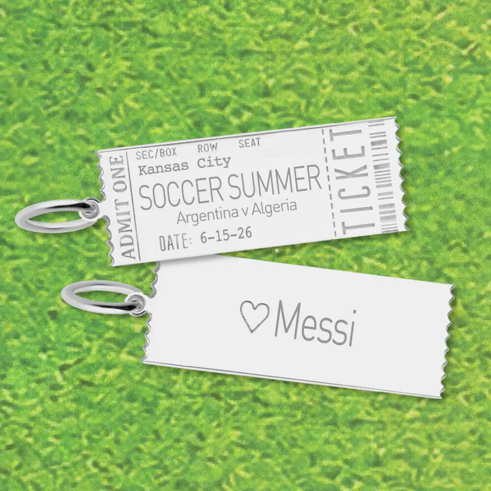 Event Ticket Customizable Charm Silver