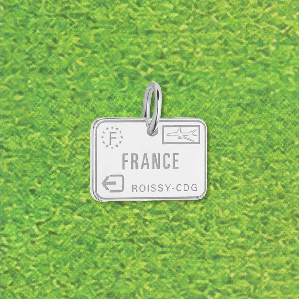 France Passport Stamp Charm Silver