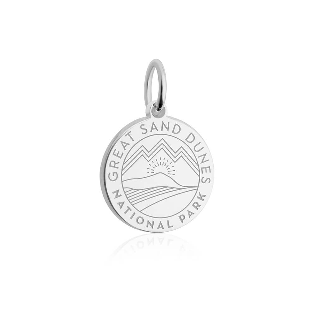 sterling silver engraved round great sand dunes national park charm