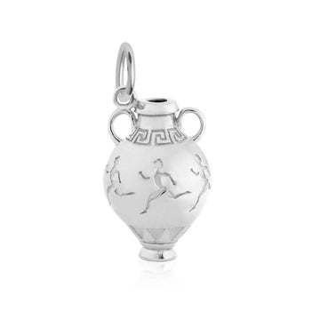 Greek Amphora Vase Charm, Silver