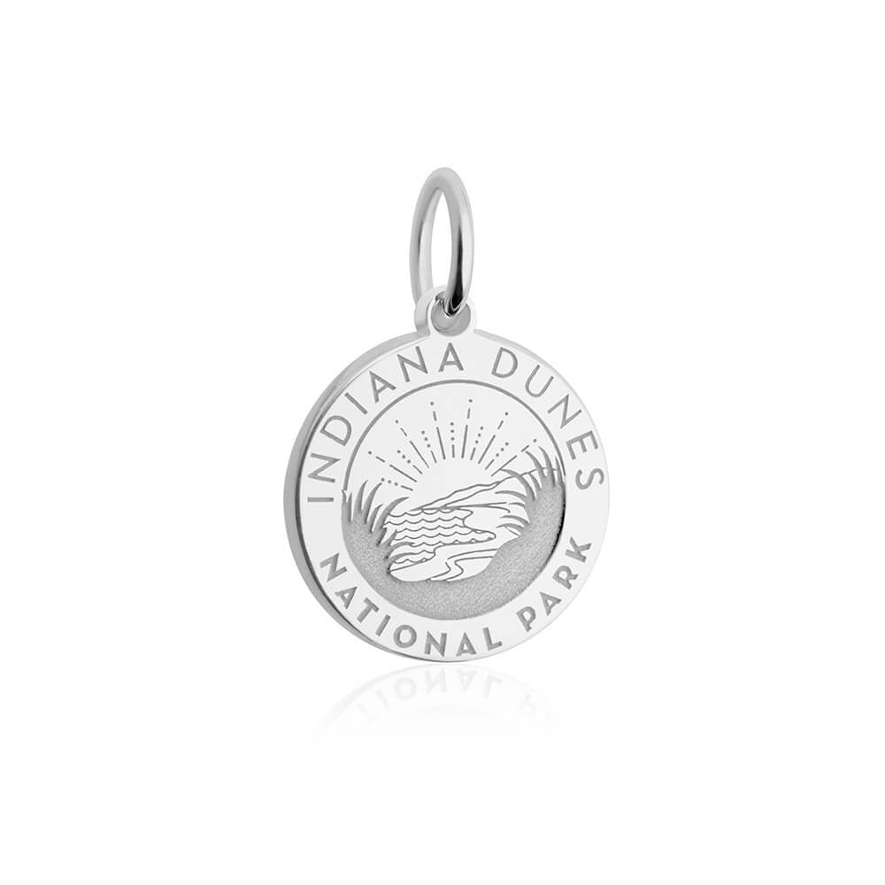 sterling silver engraved round indiana dunes national park charm