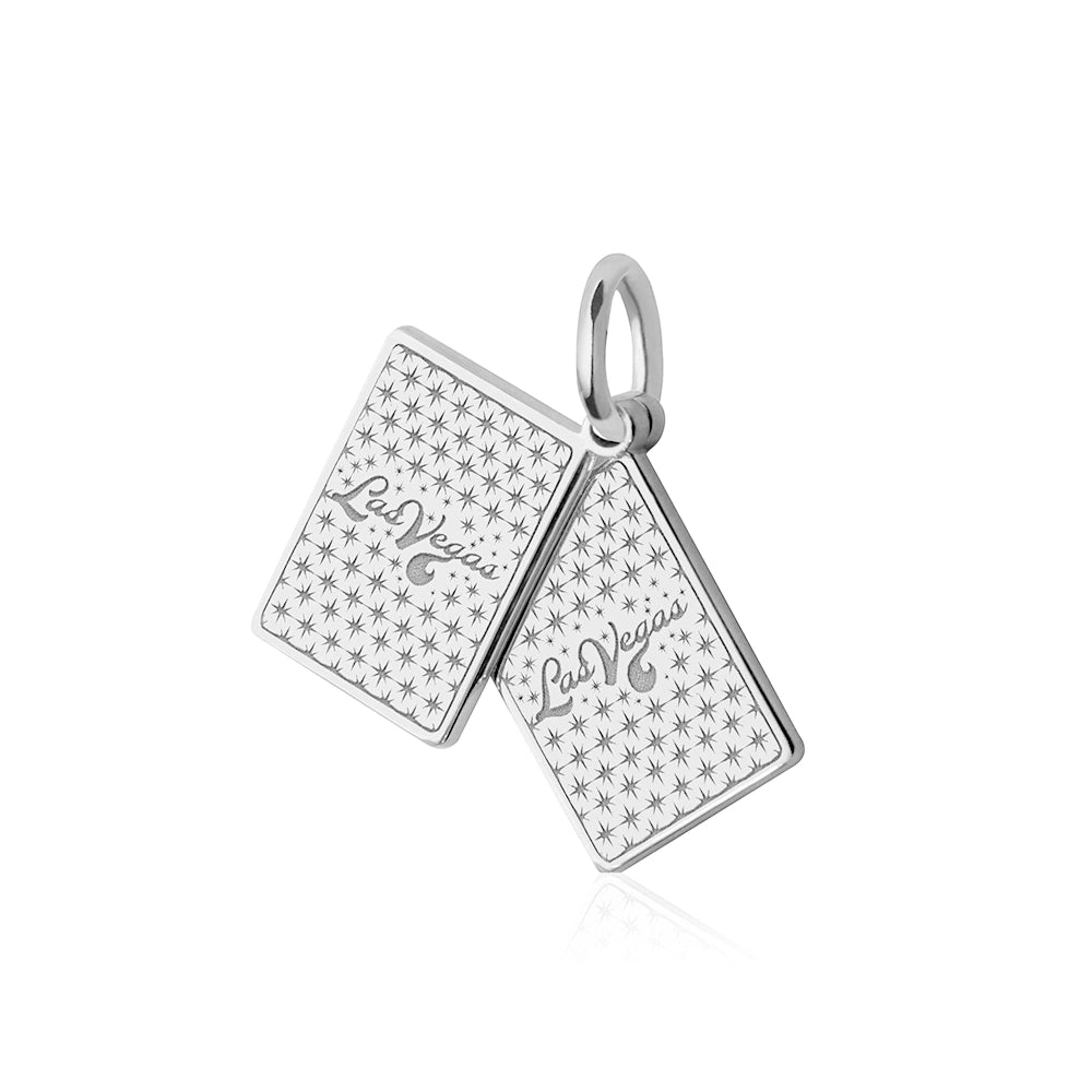 Las Vegas Black Jack Cards Charm, Silver
