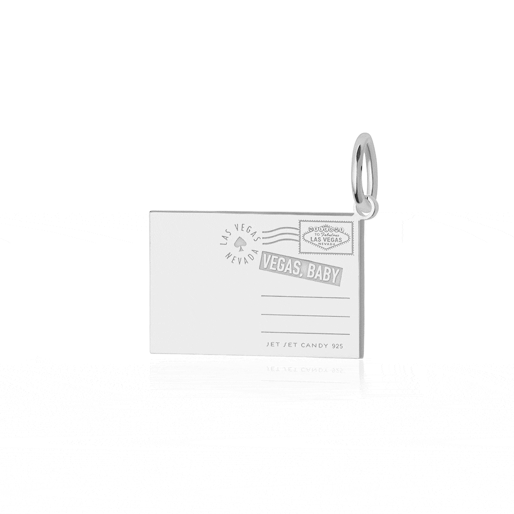 Las Vegas Postcard Charm, Silver