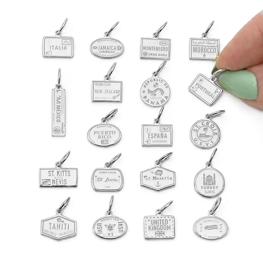 Passport Stamp Charms Mini, Silver