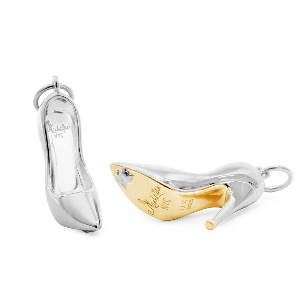 Manhattan New York Stiletto Shoe Charm, Silver