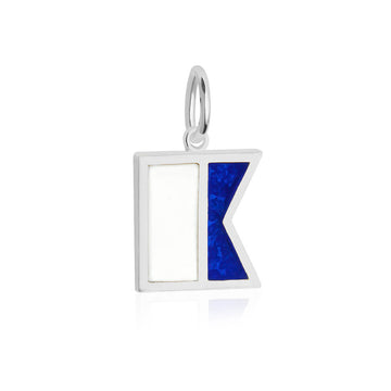 Letter A, Nautical Flag Silver Large Charm