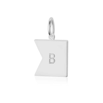 Letter B, Nautical Flag Silver Large Charm