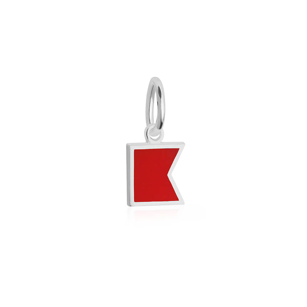 Sterling silver mini Nautical "B" letter flag charm by Jet Set Candy, featuring enamel accents on a white background.