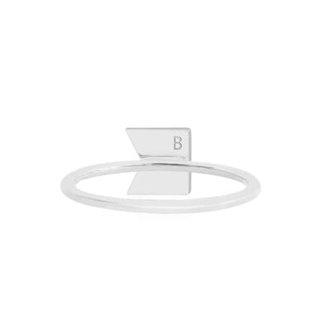 Letter B, Nautical Flag Silver Mini Ring