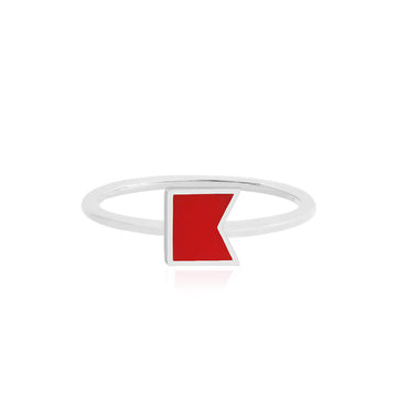 Letter B, Nautical Flag Silver Mini Ring