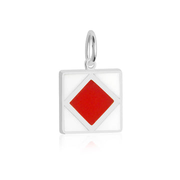 Letter F, Nautical Flag Silver Large Charm