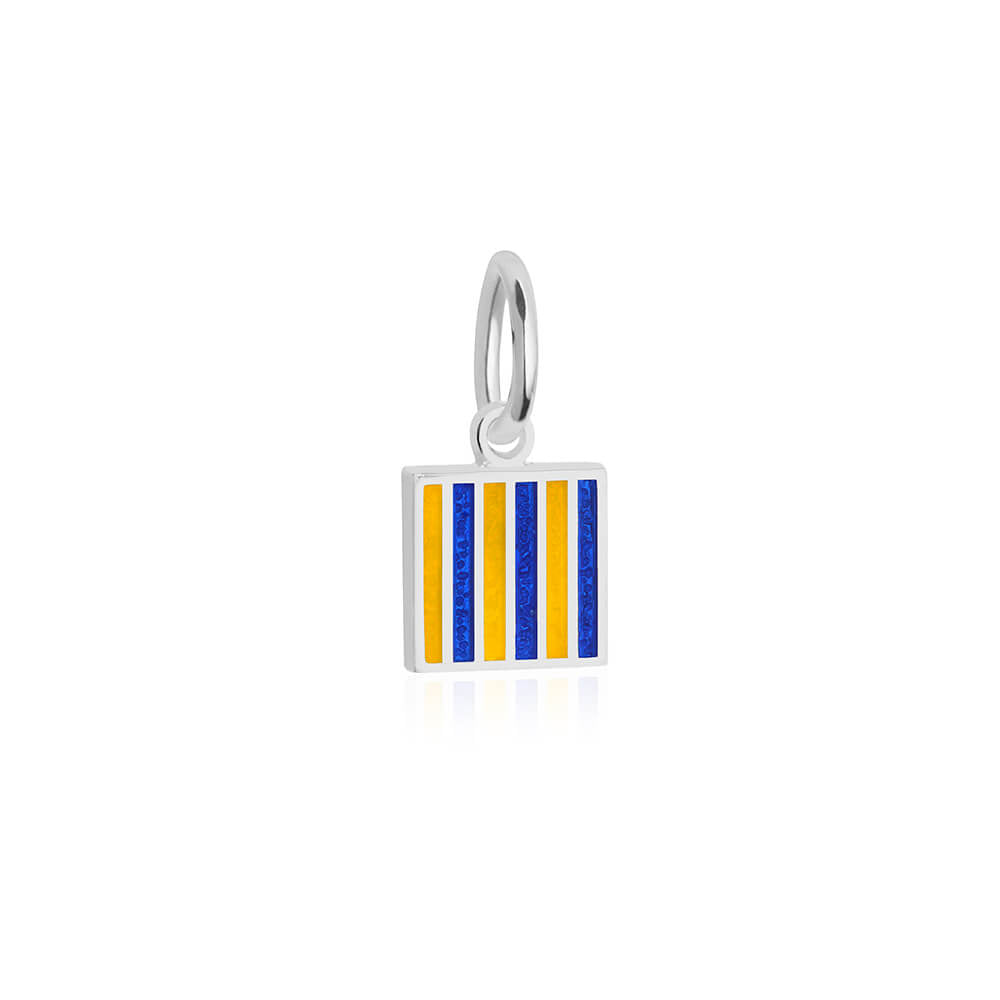 Sterling silver mini Nautical "G" letter flag charm by Jet Set Candy, featuring detailed enamel design on a white background.