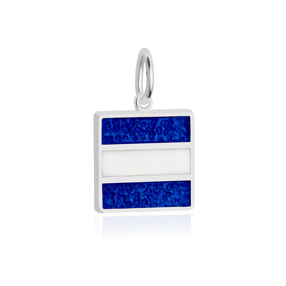 Letter J, Nautical Flag Silver Large Charm