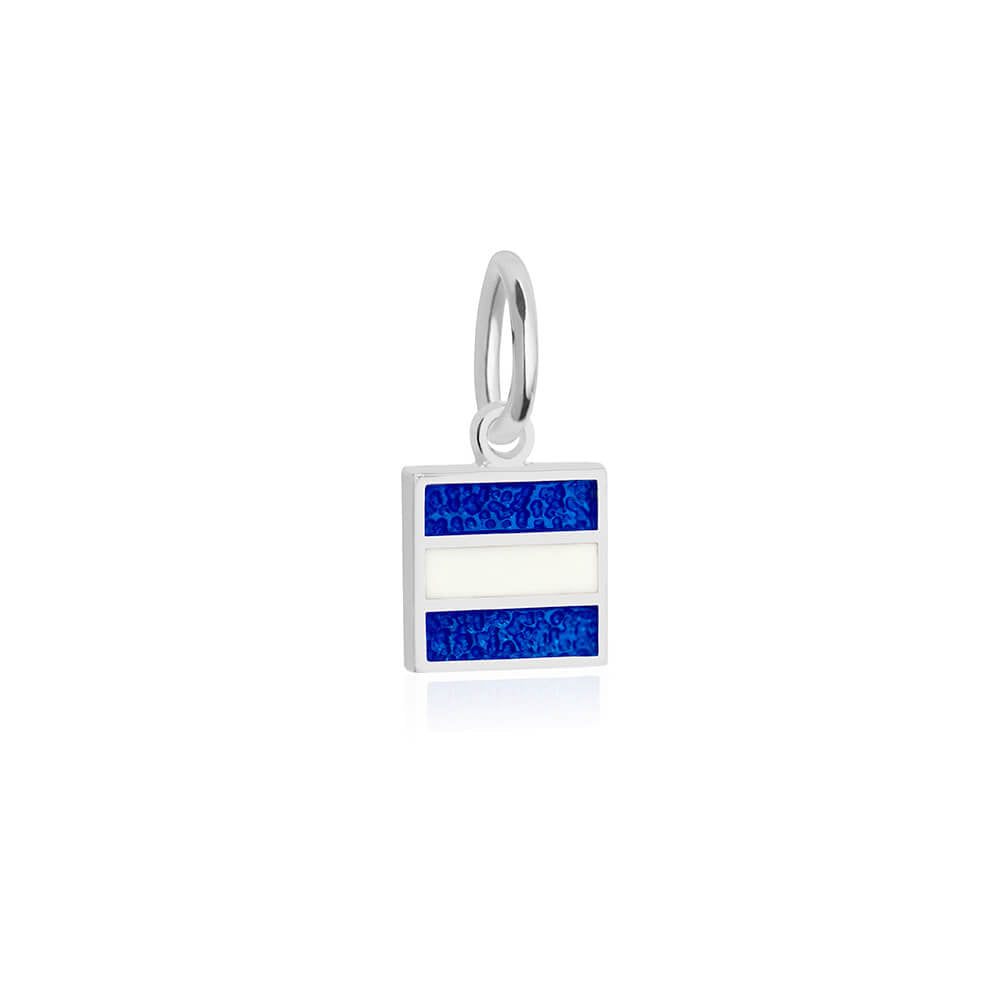 Sterling silver mini Nautical "J" letter flag charm by Jet Set Candy, showcasing enamel detailing on a white background.