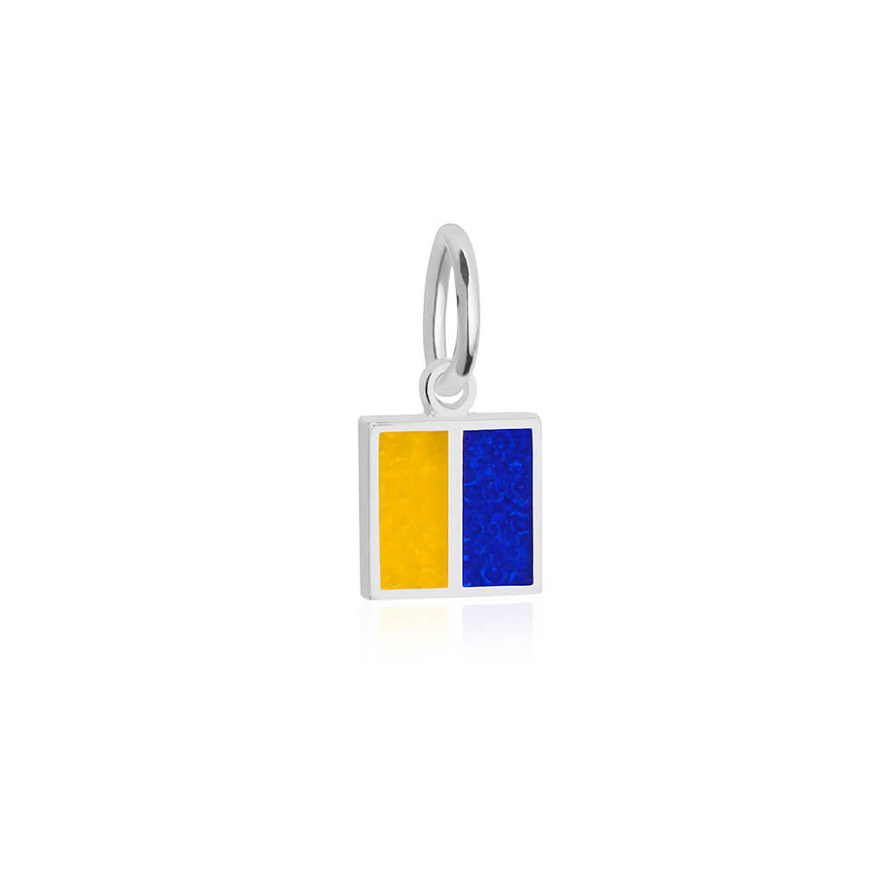 Sterling silver mini Nautical "K" letter flag charm by Jet Set Candy, with detailed enamel accents on a white background.