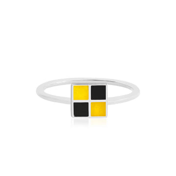 Letter L, Nautical Flag Silver Mini Ring