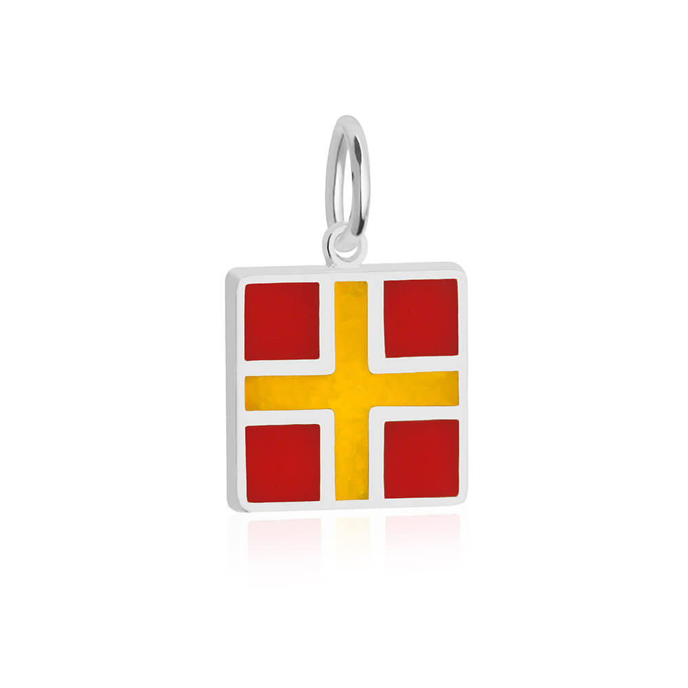 Letter R, Nautical Flag Silver Large Charm