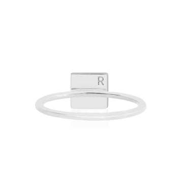 Letter R, Nautical Flag Silver Mini Ring
