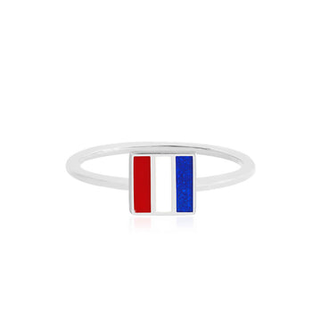 Letter T, Nautical Flag Silver Mini Ring