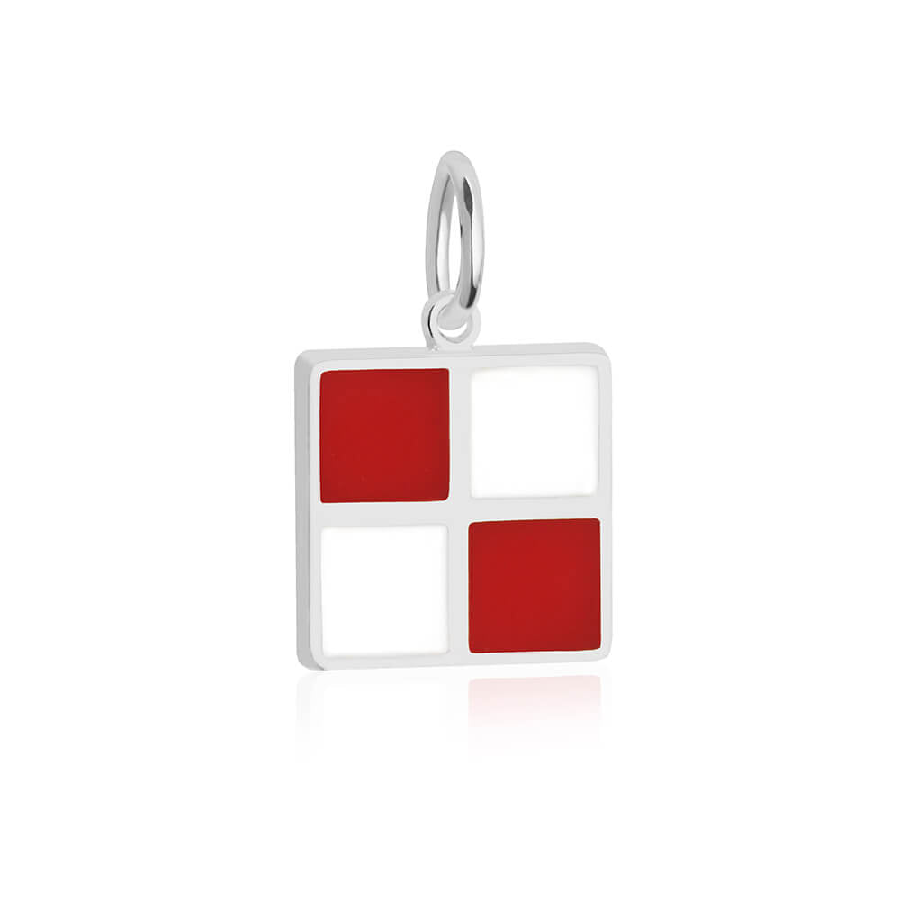 Letter U, Nautical Flag Silver Large Charm