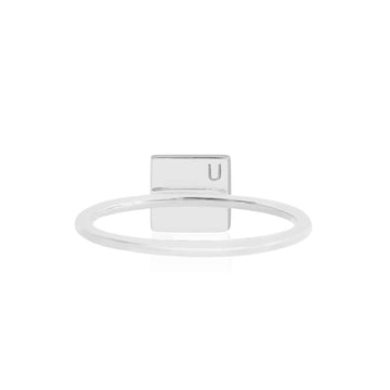 Letter U, Nautical Flag Silver Mini Ring