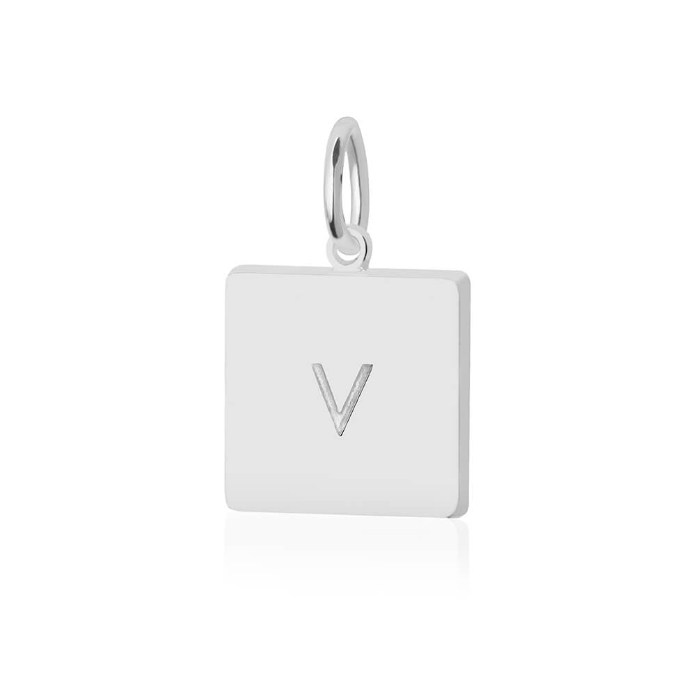 Letter V, Nautical Flag Silver Large Charm