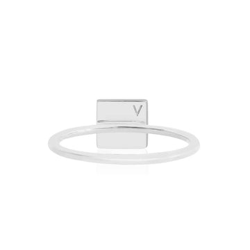 Letter V, Nautical Flag Silver Mini Ring
