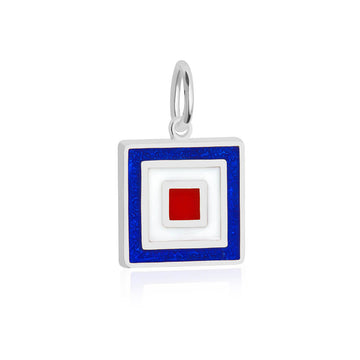 Letter W, Nautical Flag Silver Large Charm