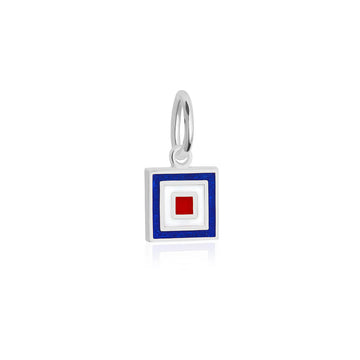 Letter W, Nautical Flag Silver Mini Charm