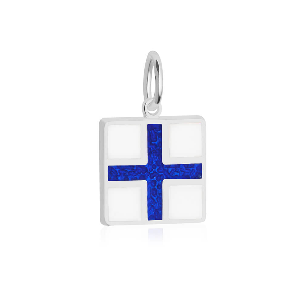 Letter X, Nautical Flag Silver Large Charm