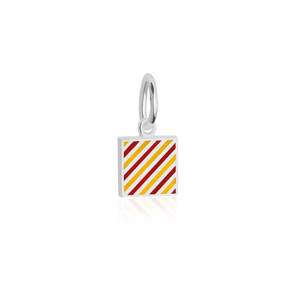 Sterling silver mini Nautical "Y" letter flag charm by Jet Set Candy, with red and yellow enamel details on a white background.