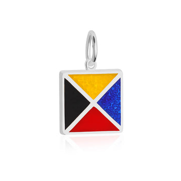 Letter Z, Nautical Flag Silver Large Charm