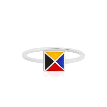 Letter Z, Nautical Flag Silver Mini Ring