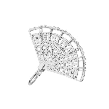 Spanish Fan Charm, Silver
