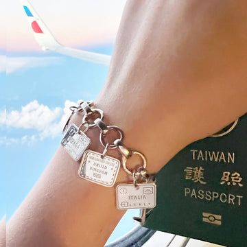 Bracelet Bundle: 3 Silver Passport Stamp Charms